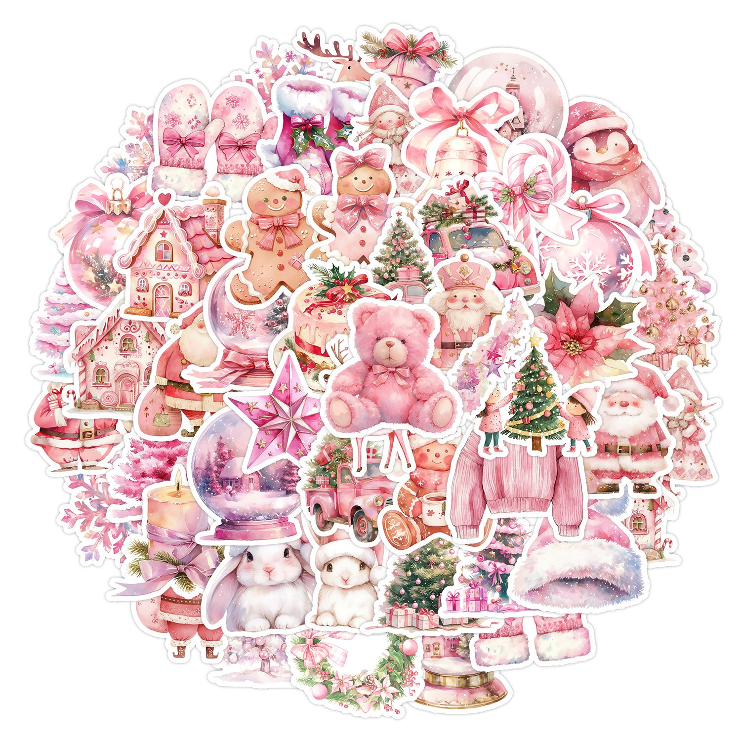Wholesale 50pcs pink Christmas graffiti stickers