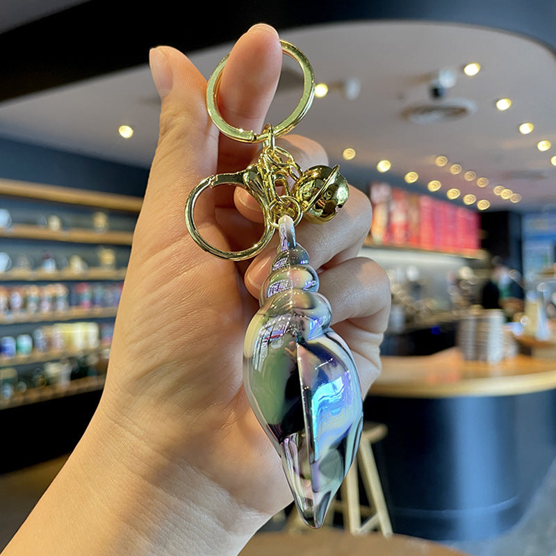 Wholesale Electroplating Colorful Acrylic Conch Keychain