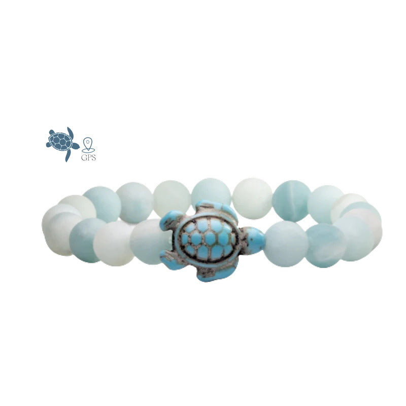 Wholesale 8mm natural stone turtle pendant elastic bracelet