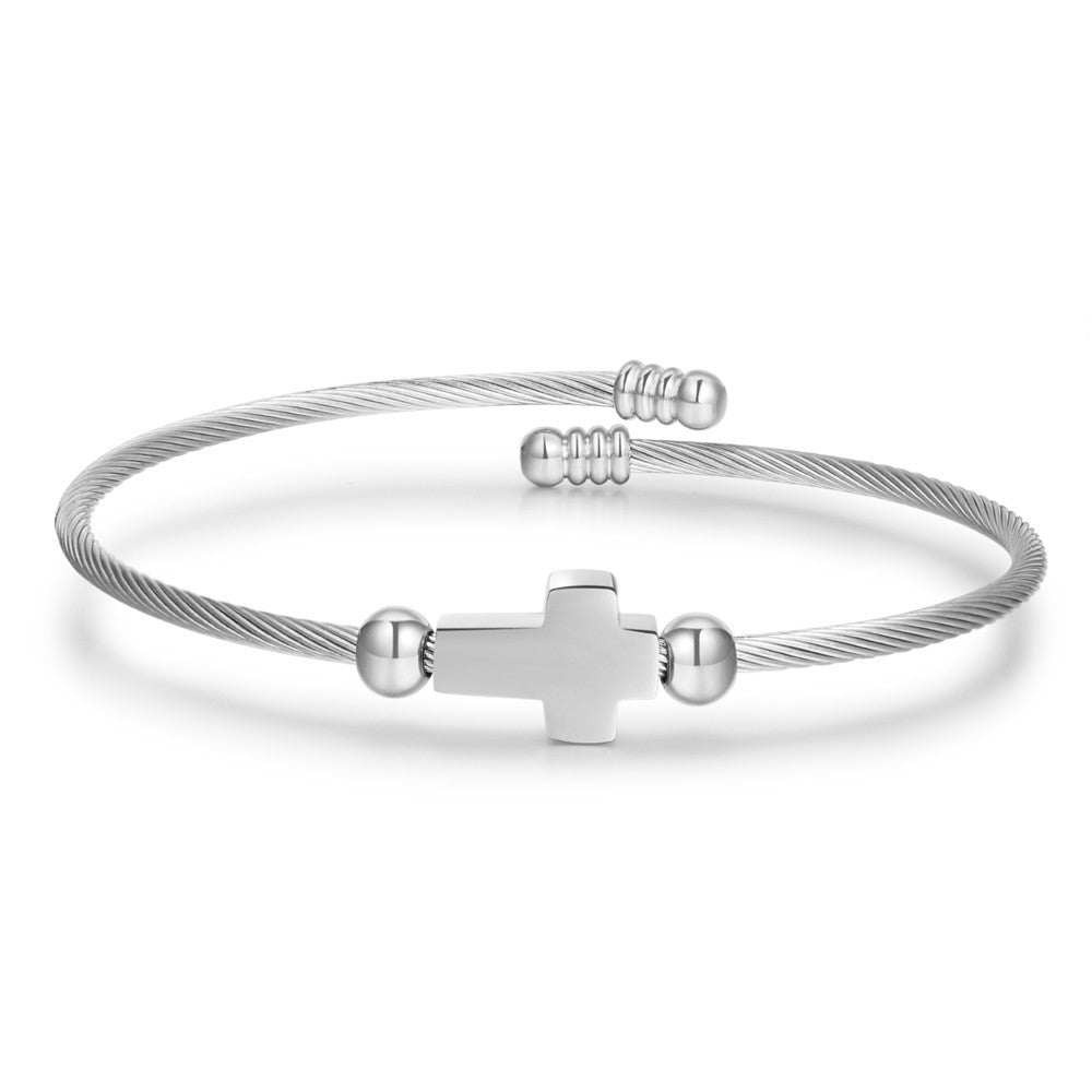 Retro personalized stainless steel wrapped geometric bracelet