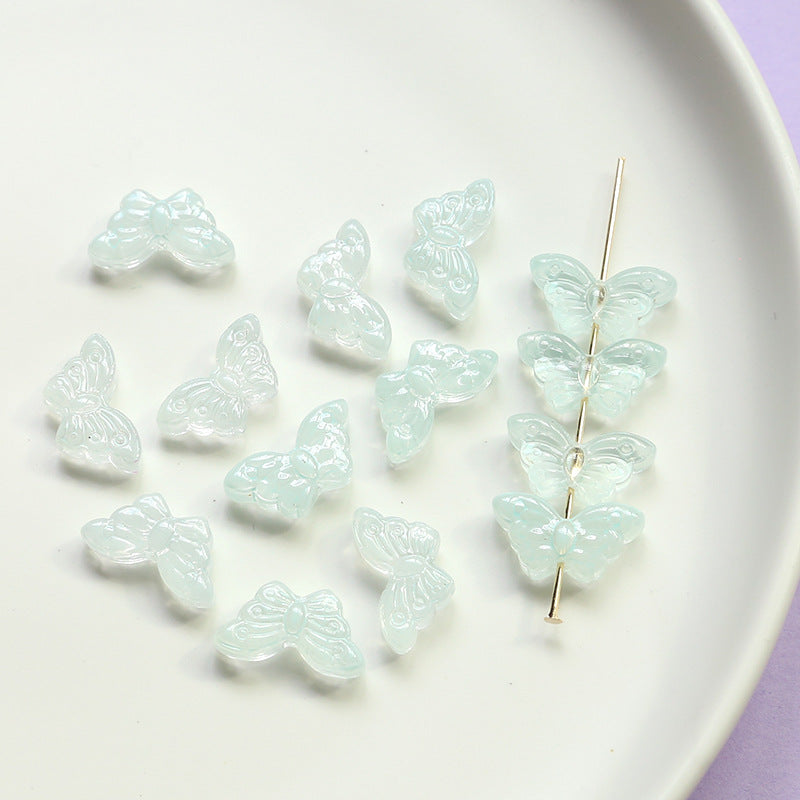 Wholesale 10pcs Retro Butterfly Colorful Glass Acrylic Beads