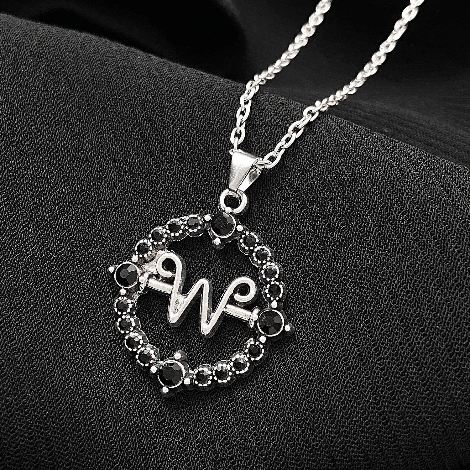 Wholesale  Wednesday Necklace Men and Women  Hollow Round Letter W Pendant Clavicle Chain Wednesday