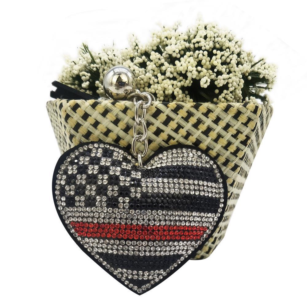 Wholesale Velvet, British and American Flag, Peach Heart Keychain