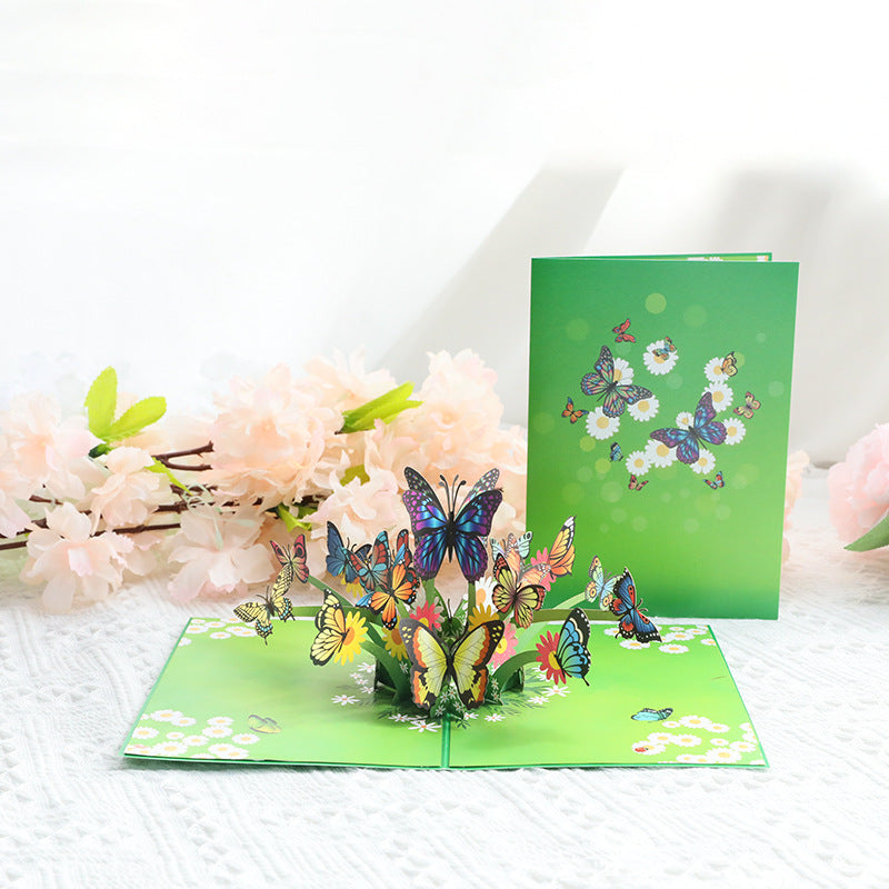 Wholesale Mother's Day Paper Butterfly Three-dimensional Greeting Cards 3D Hot Stamping Ornaments