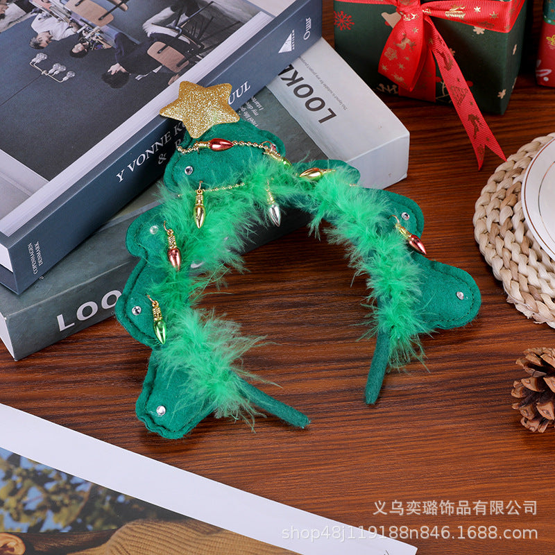 Wholesale Christmas Antlers Sparkling Pink Silver Ball Headband