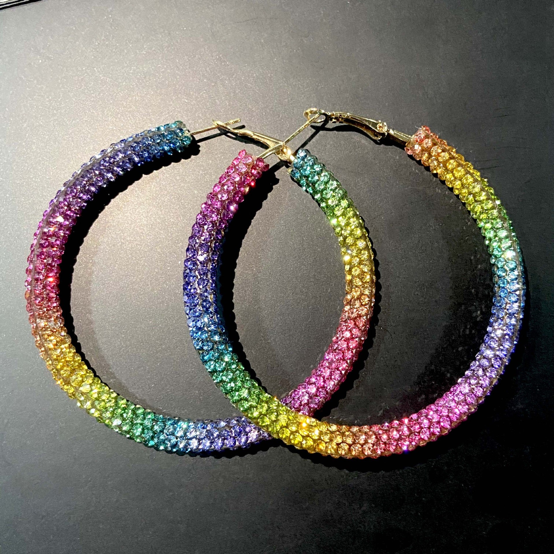 Wholesale Full Diamond Large Circles Alloy Earrings