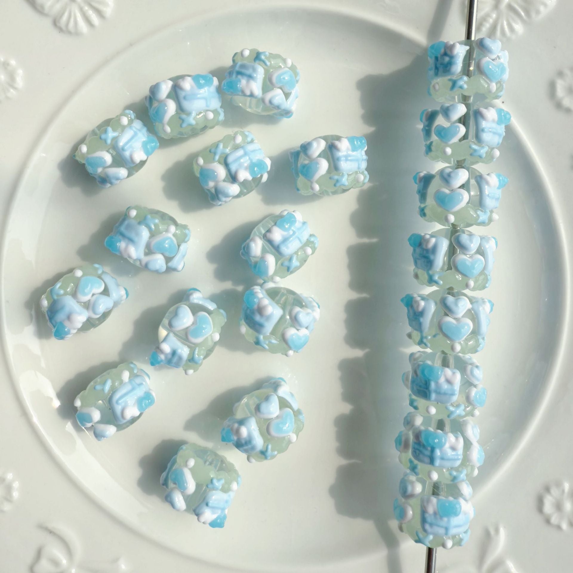 Wholesale 2pcs acrylic luminous hand-painted beads diy necklace bracelet beads