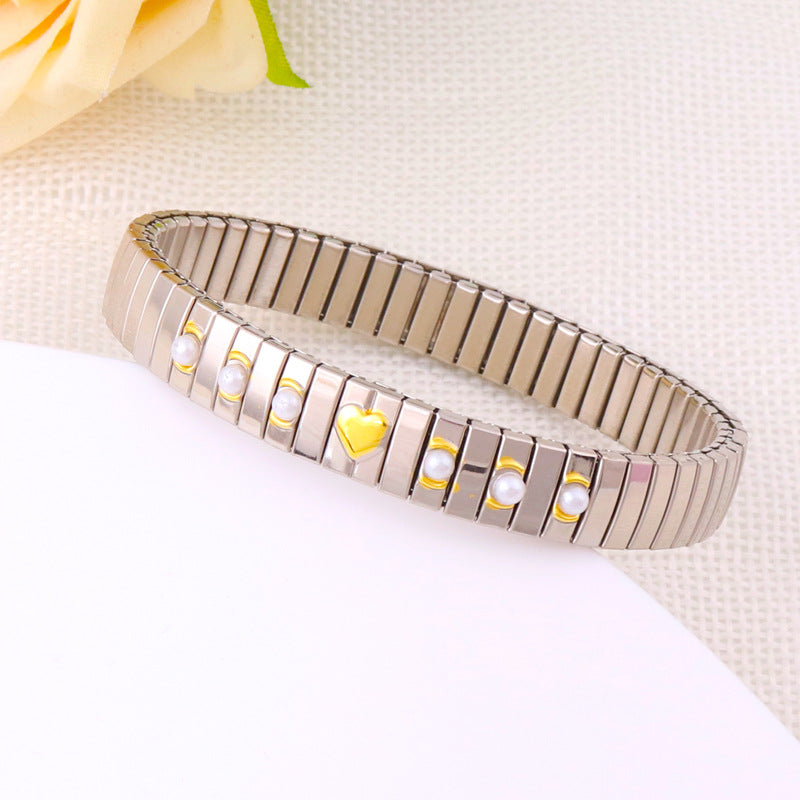 Wholesale Elastic Titanium Steel Diamond Bracelet