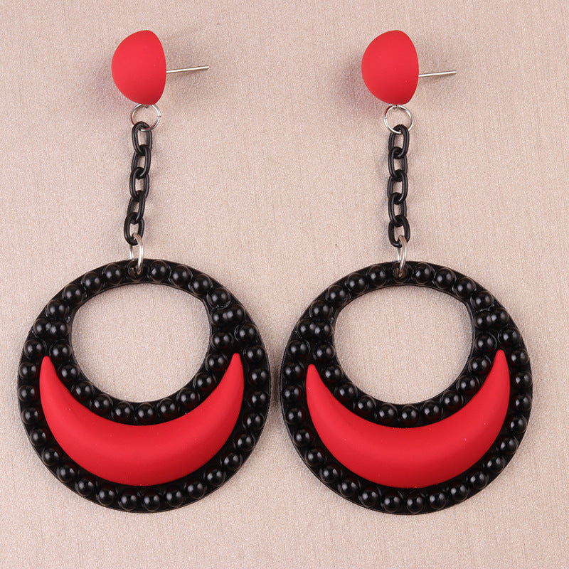 Wholesale Exaggerated Candy Color Three-Dimensional Crescent Acrylic Earrings
