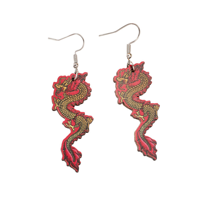 Wholesale Year of the Dragon Wood Earrings