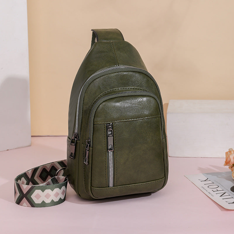 Wholesale PU Wide Shoulder Strap Casual Sports Chest Bag