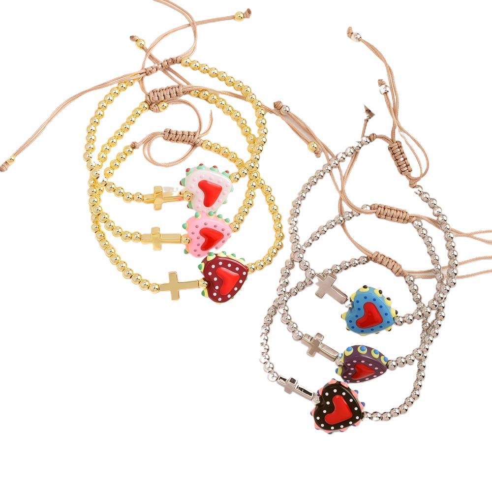 Wholesale Love Cross Colored Cartoon Adjustable Drawstring Frame Beaded Bracelet