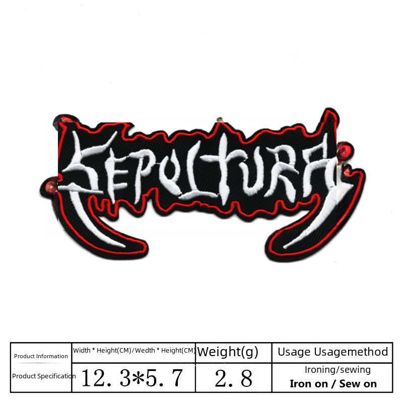 Wholesale Black and white English alphabet rectangular embroidered patch