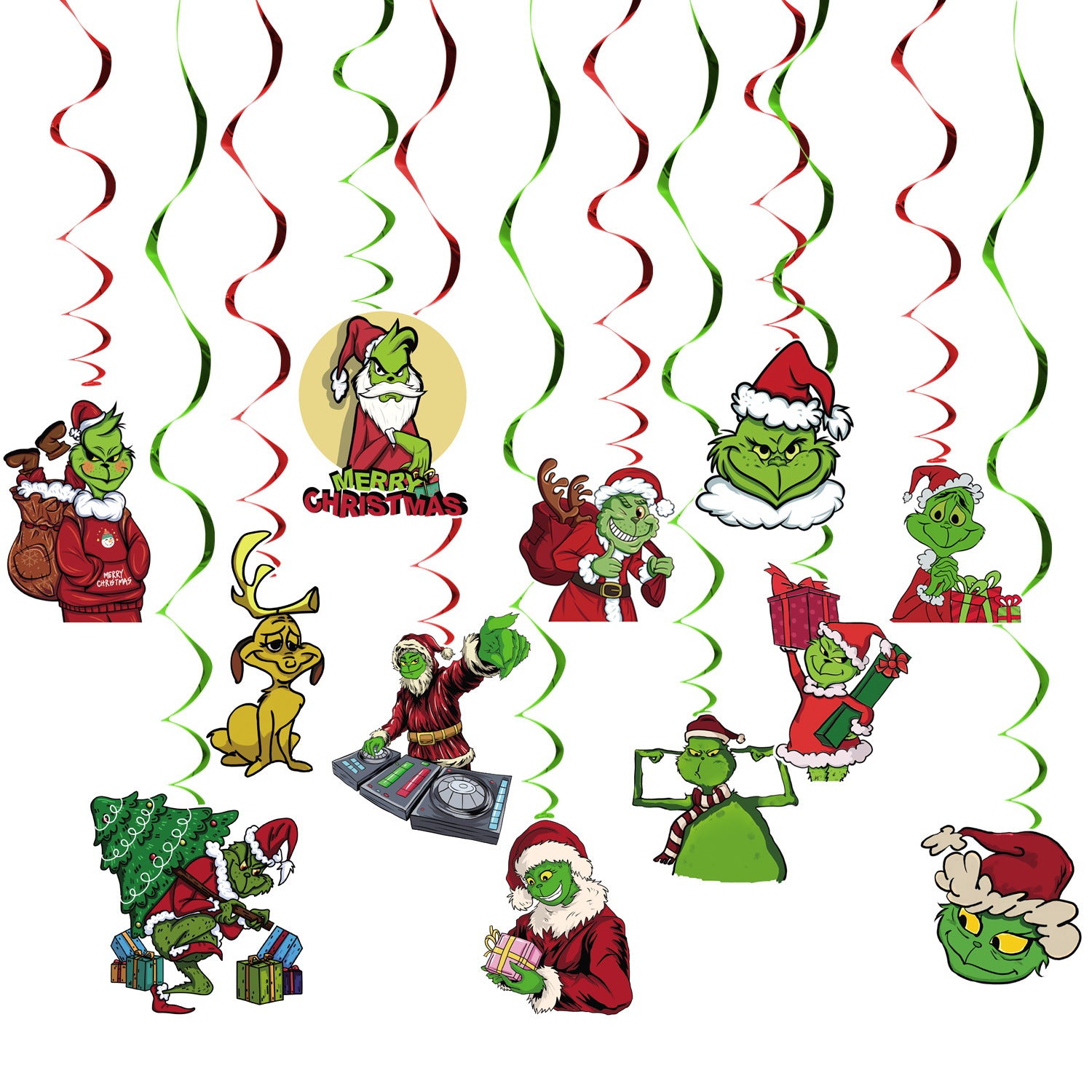 Wholesale 6/12pcs New Christmas Spiral Charm, Creative Cartoon Pvc