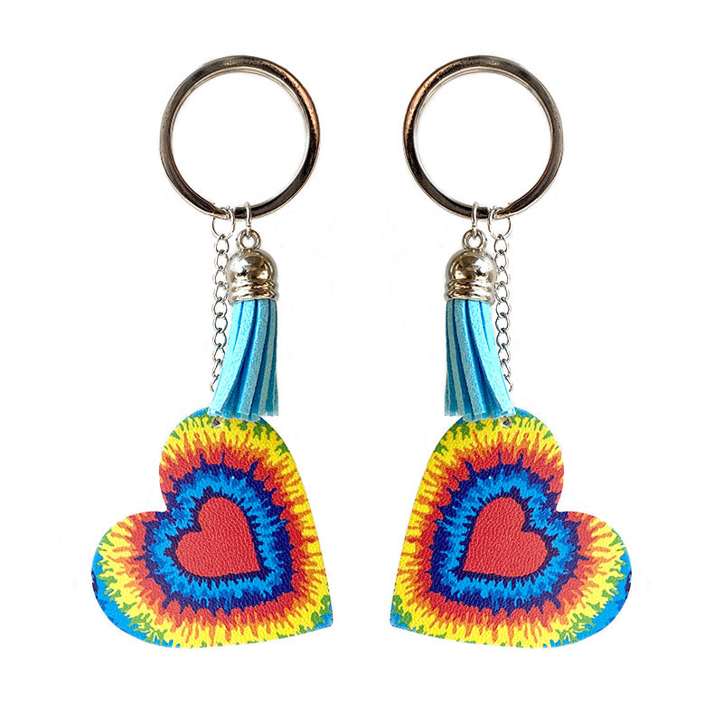 Wholesale LGBT Color Stripe Love Leather Keychain