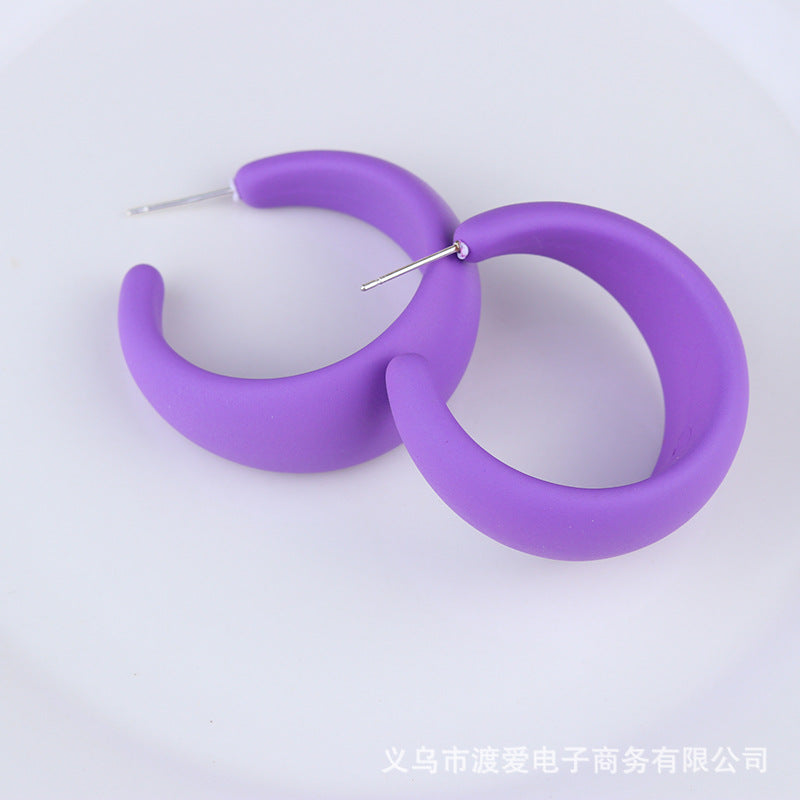 Wholesale Acrylic Baked Paint C-ring Geometric Earrings