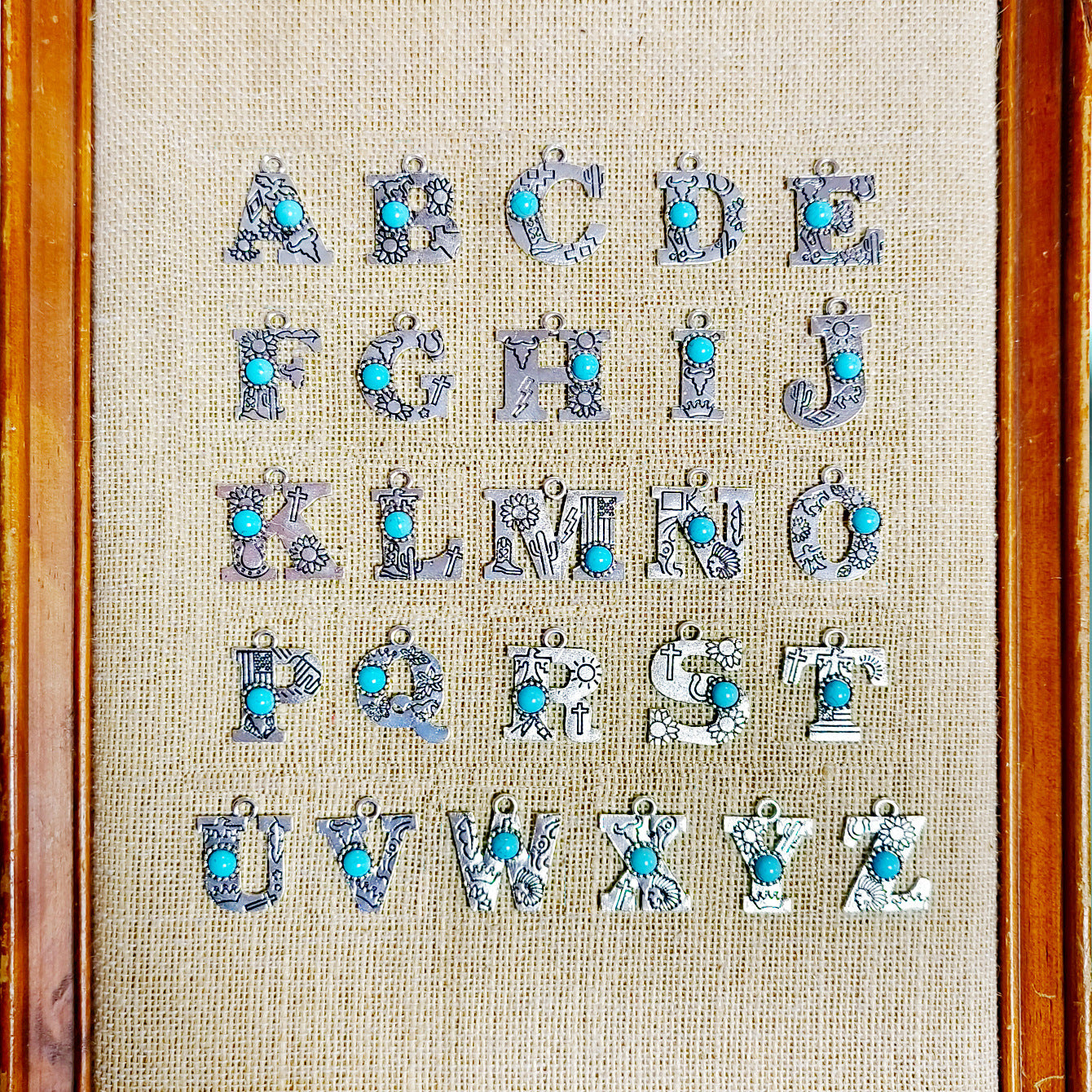 Wholesale Alloy Letter Green Natural Turquoise Earrings