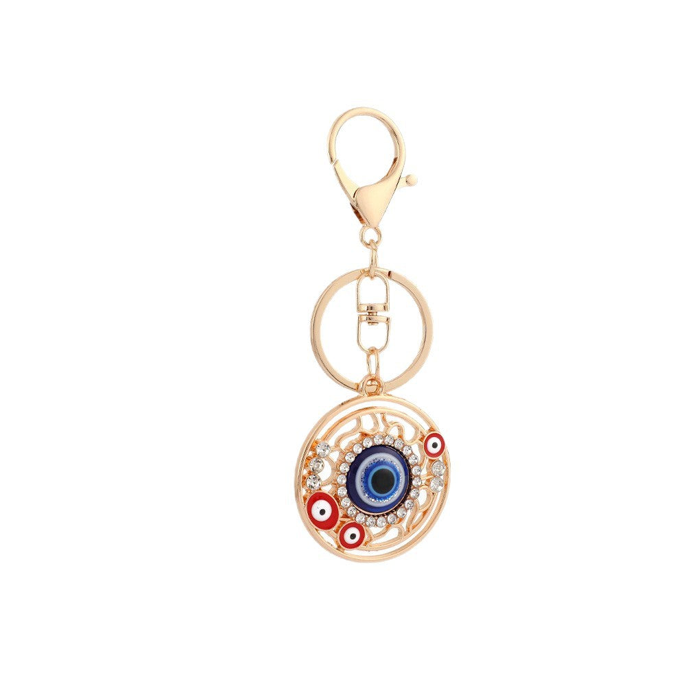 Wholesale Blue Devil' s Eye with Water Diamond Metal Keychain