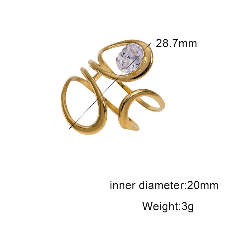 Wholesale Diamond-Set Titanium Steel Open Ring