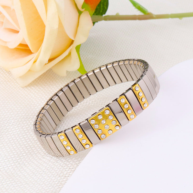 Wholesale Elastic Titanium Steel Diamond Bracelet