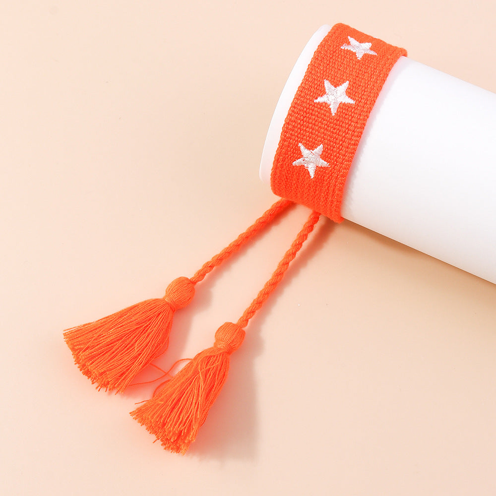 Brazalete de cuerda multicolor de Tassel de cinco lados de doble cara al por mayor