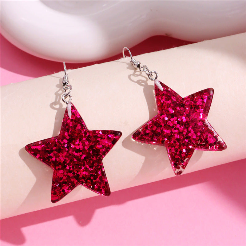 Wholesale Pink Valentine's Day Love Acrylic sequins Flowing Sand Peach Heart Sweetheart Spicy Girl Earrings