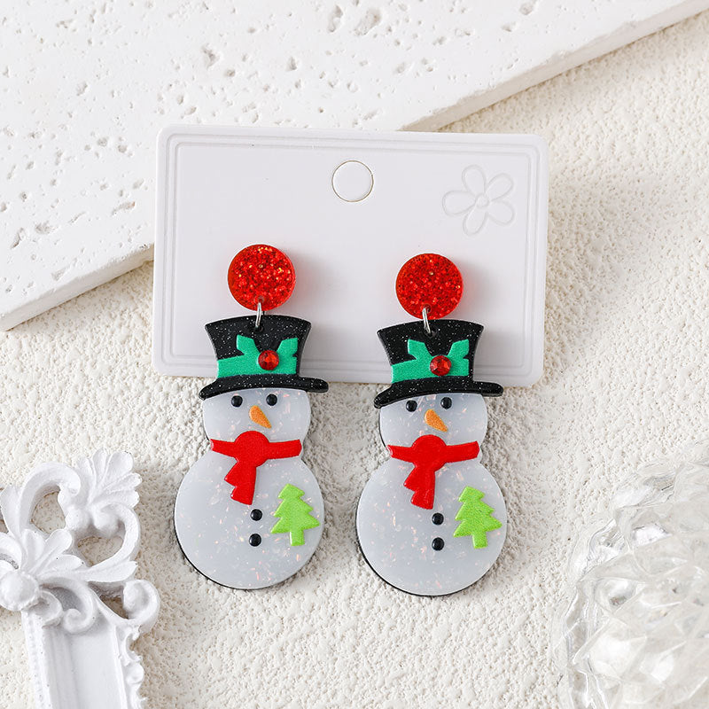 Wholesale Christmas Cute Christmas Tree Snowflake Earrings