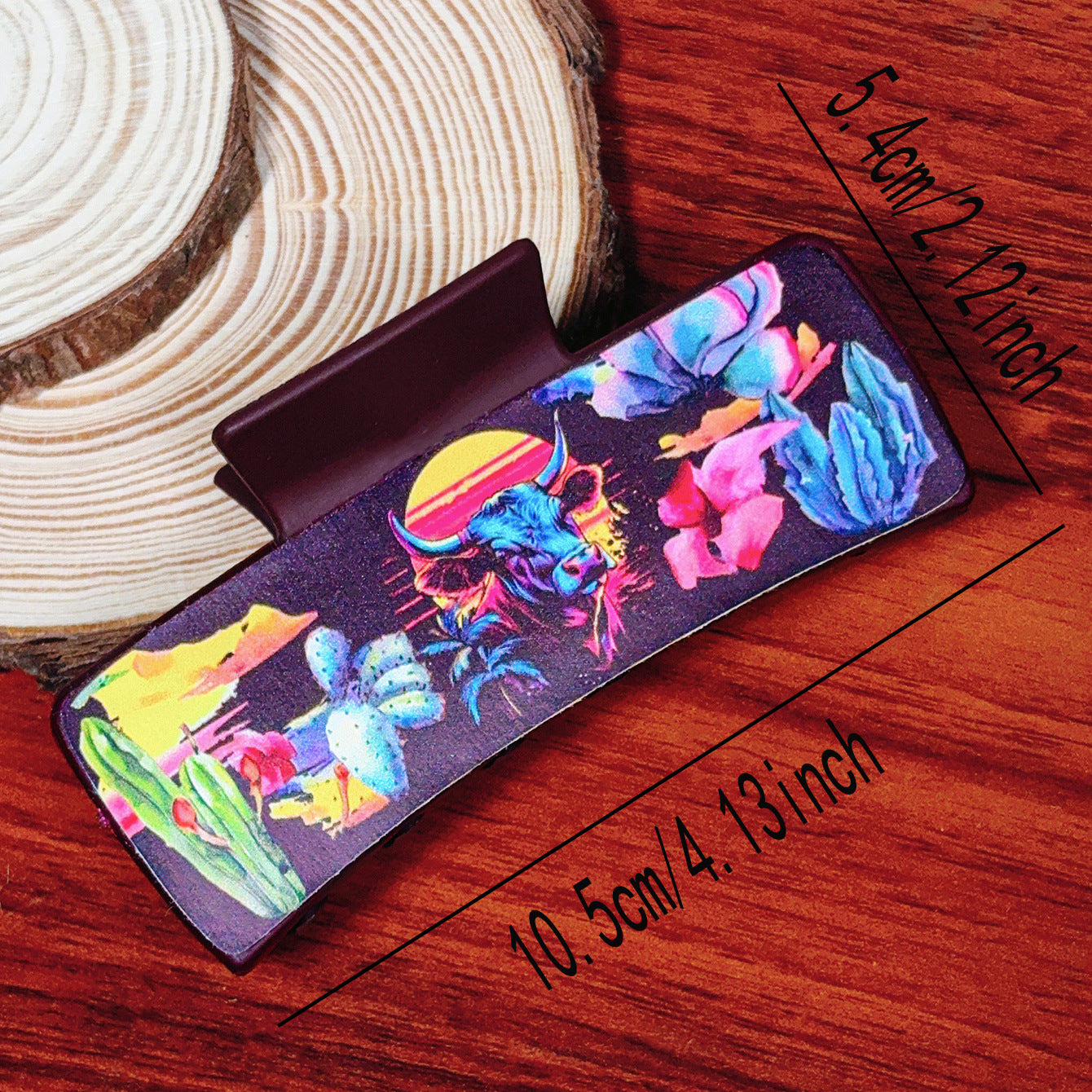 Wholesale  Bohemian Shark Clip with Western Cowboy Cowhead Square Leather Grip