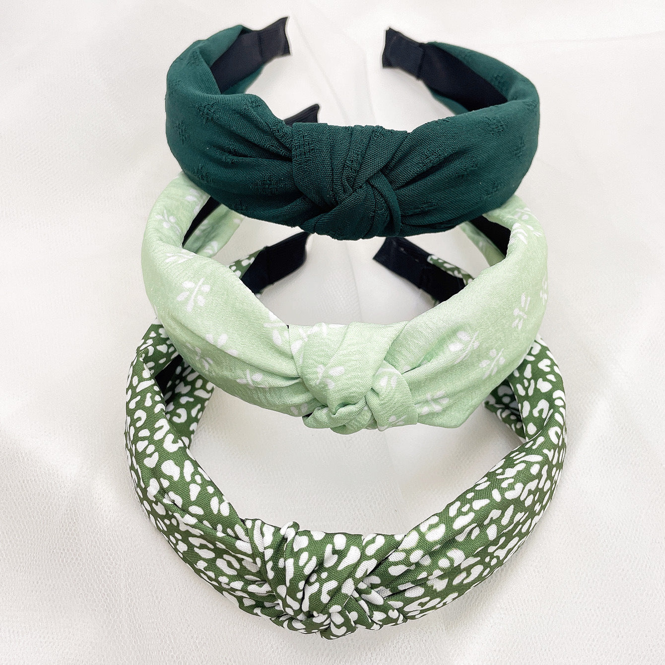 Wholesale Pink leopard print fabric flower knot wide edge headband