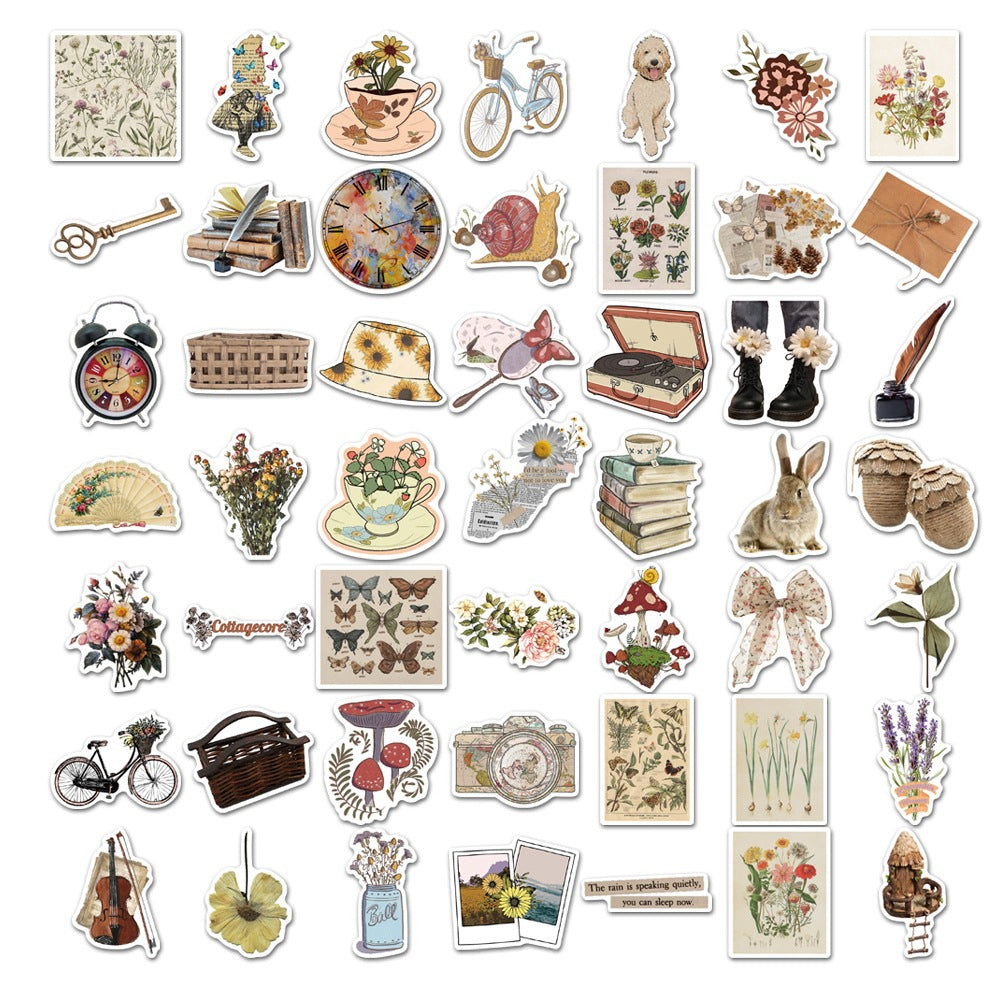 Wholesale 50pcs vintage multiple artistic patterns Waterproof Vinyl Stickers