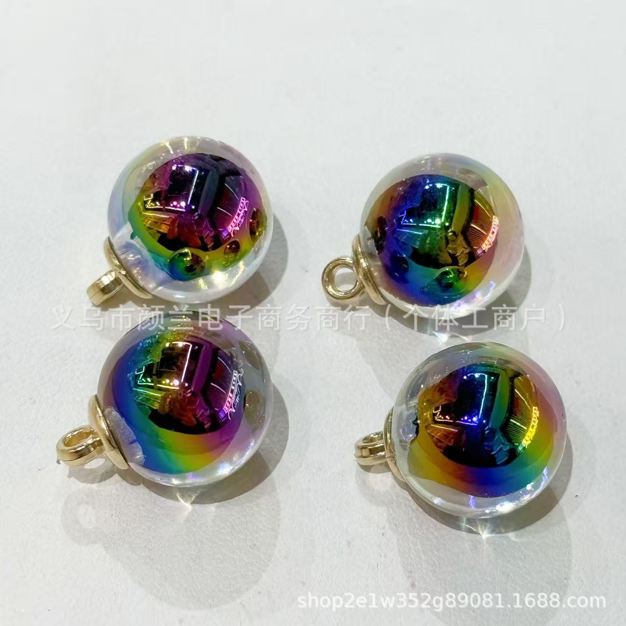 Wholesale 200pcs Colored plated hanging hole acrylic round beads