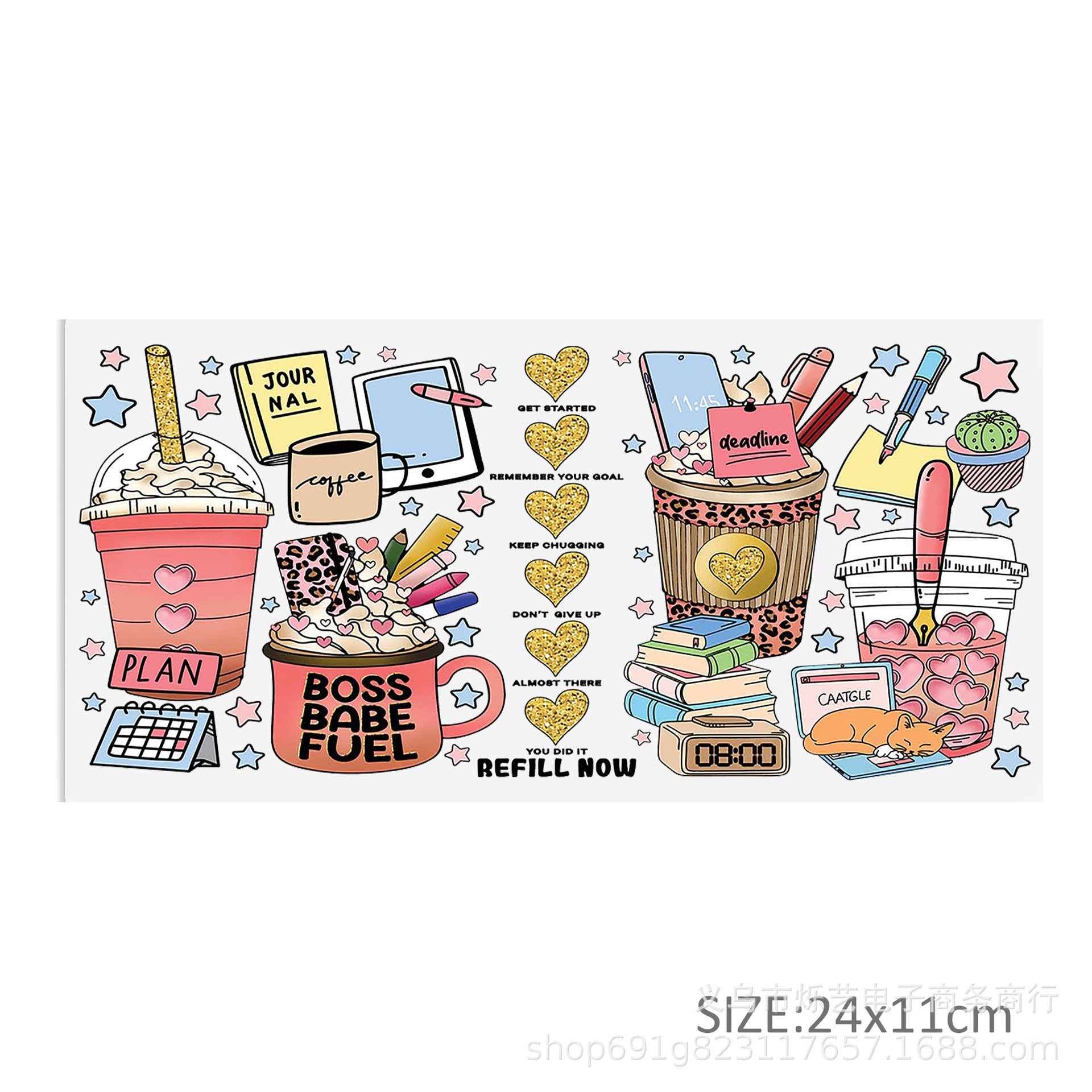 Wholesale Milk tea ice cream beverage series 16oz Cup UV DTF Wraps