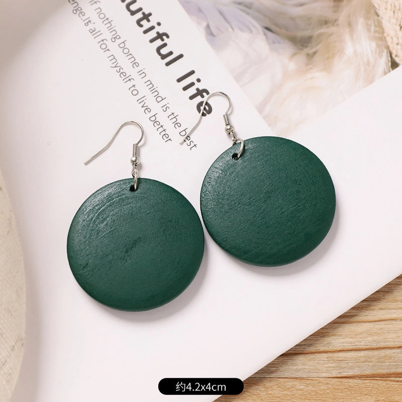 Wholesale Retro wooden exaggerated earrings Chinese ethnic style
