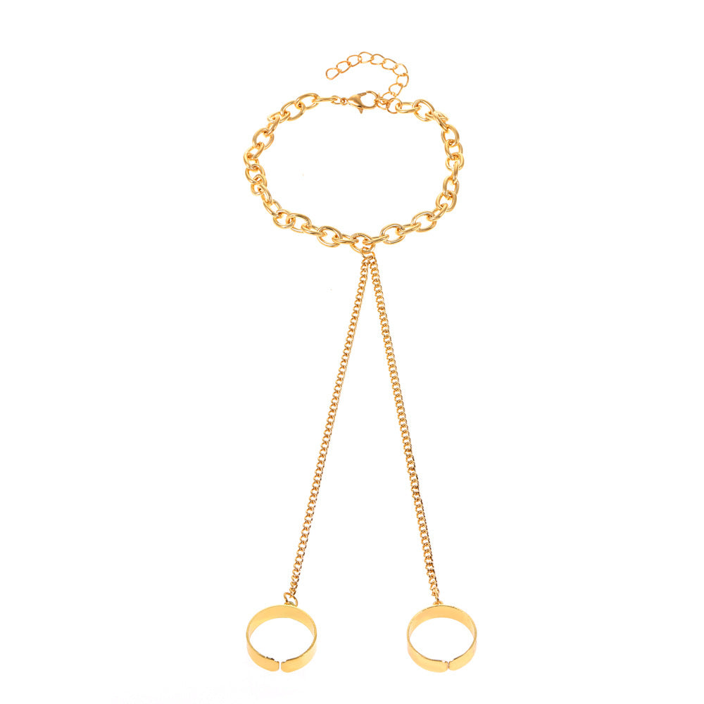 Wholesale Butterfly Heart Pearl Mitten Ring Alloy Bracelet