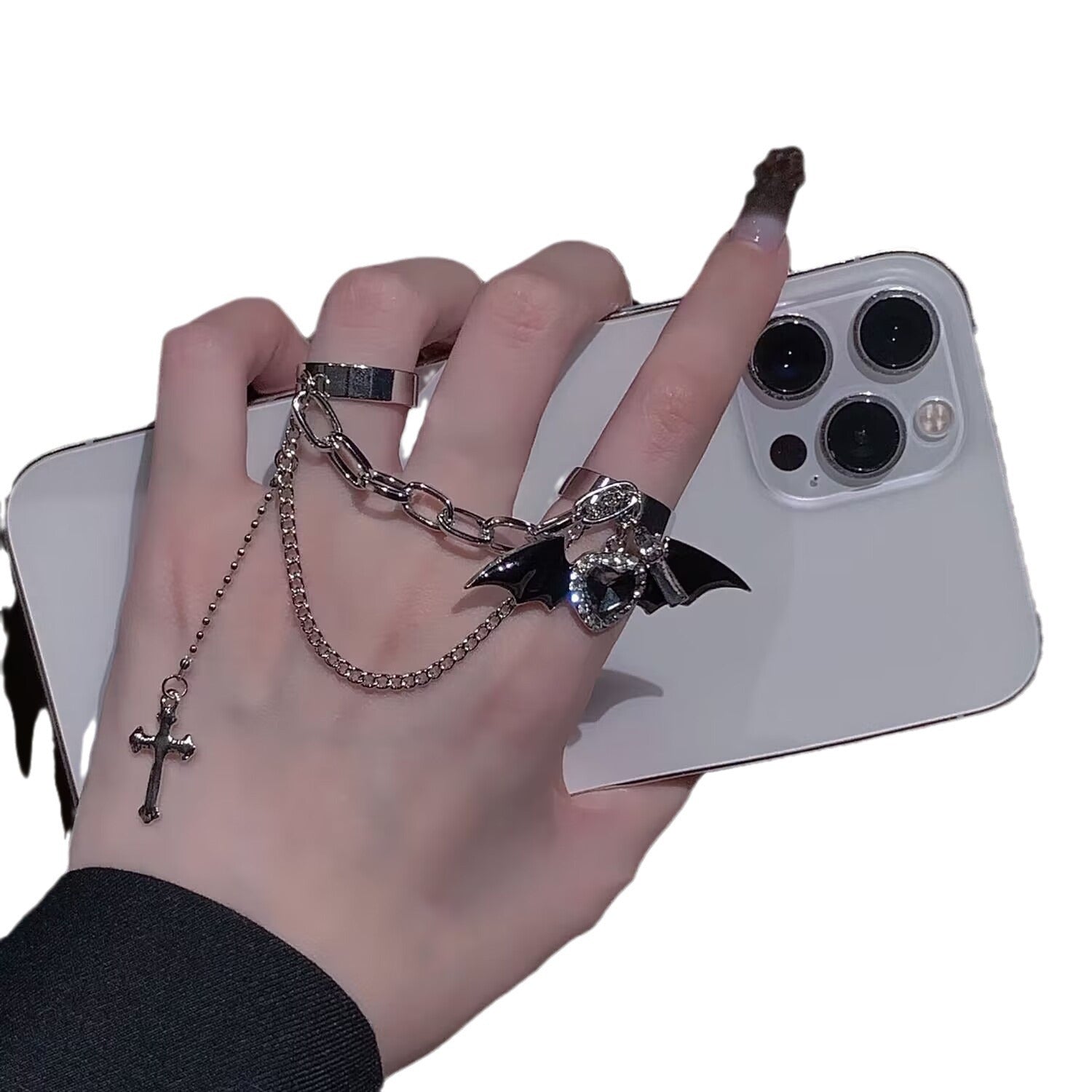 Wholesale Black cross subculture dark gothic ring