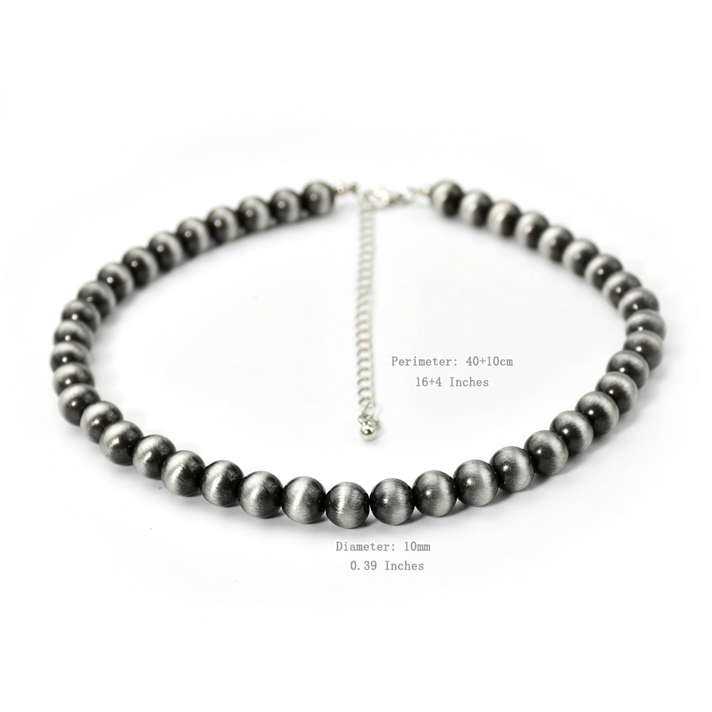 Wholesale Navajo Antique Brushed Pewter Bead Western Necklace