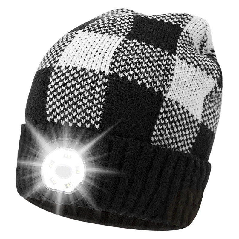Wholesale LED Lighting Caps with Adjustable Brightness Detachable Night Running Lighting Cap Lights Flanged Knitted Caps
