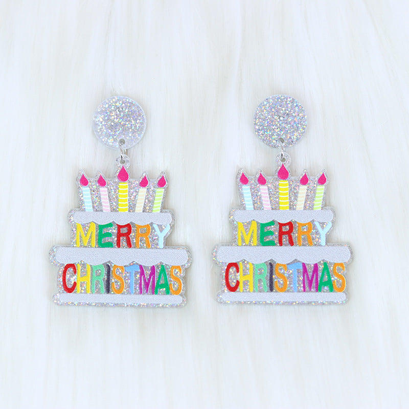 Wholesale Christmas Cake Christmas Tree Acrylic Earrings