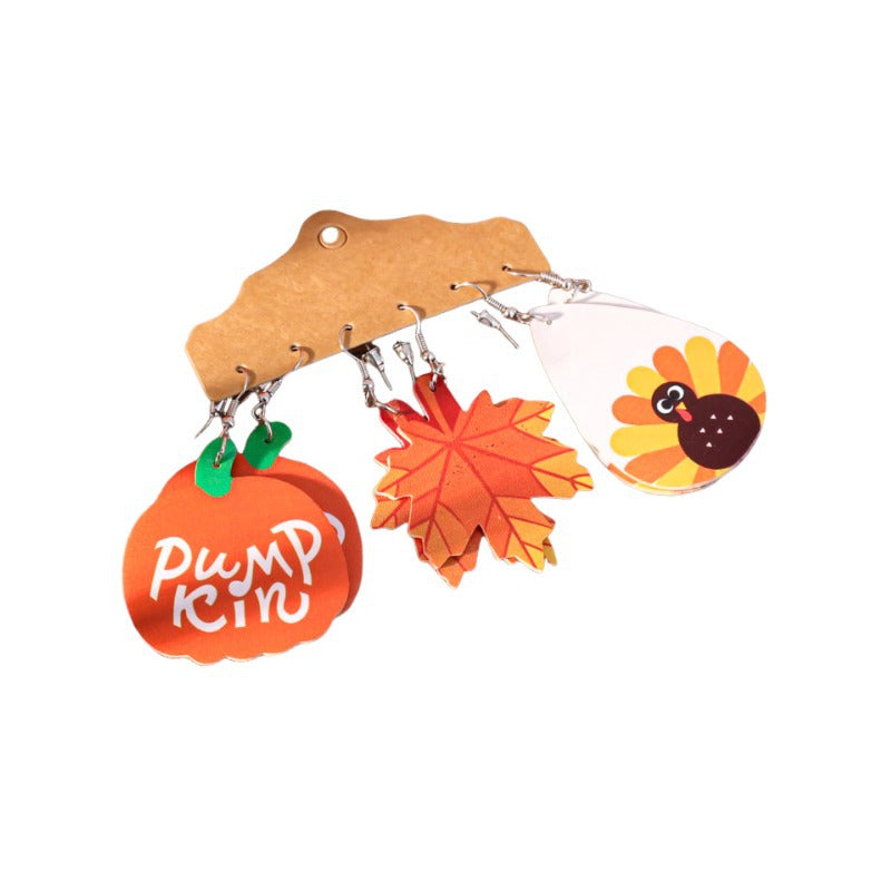 Wholesale Thanksgiving Maple Leaf Pumpkin earrings