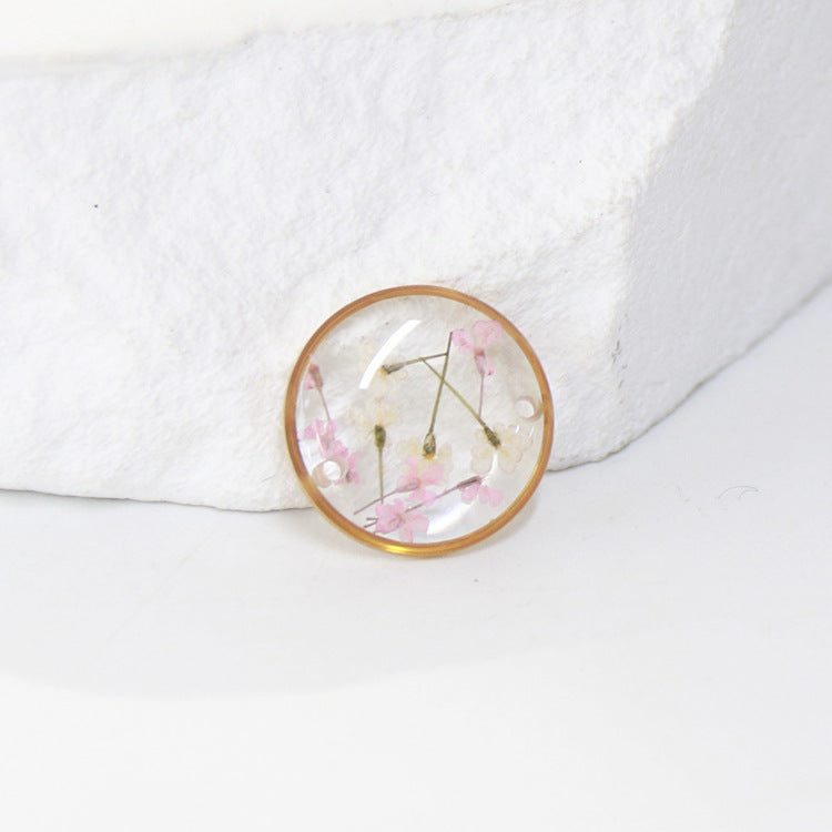 Wholesale 10pcs Round Dried Flower Gold and Silver Colorful Small Flower Stainless Steel Bracelet