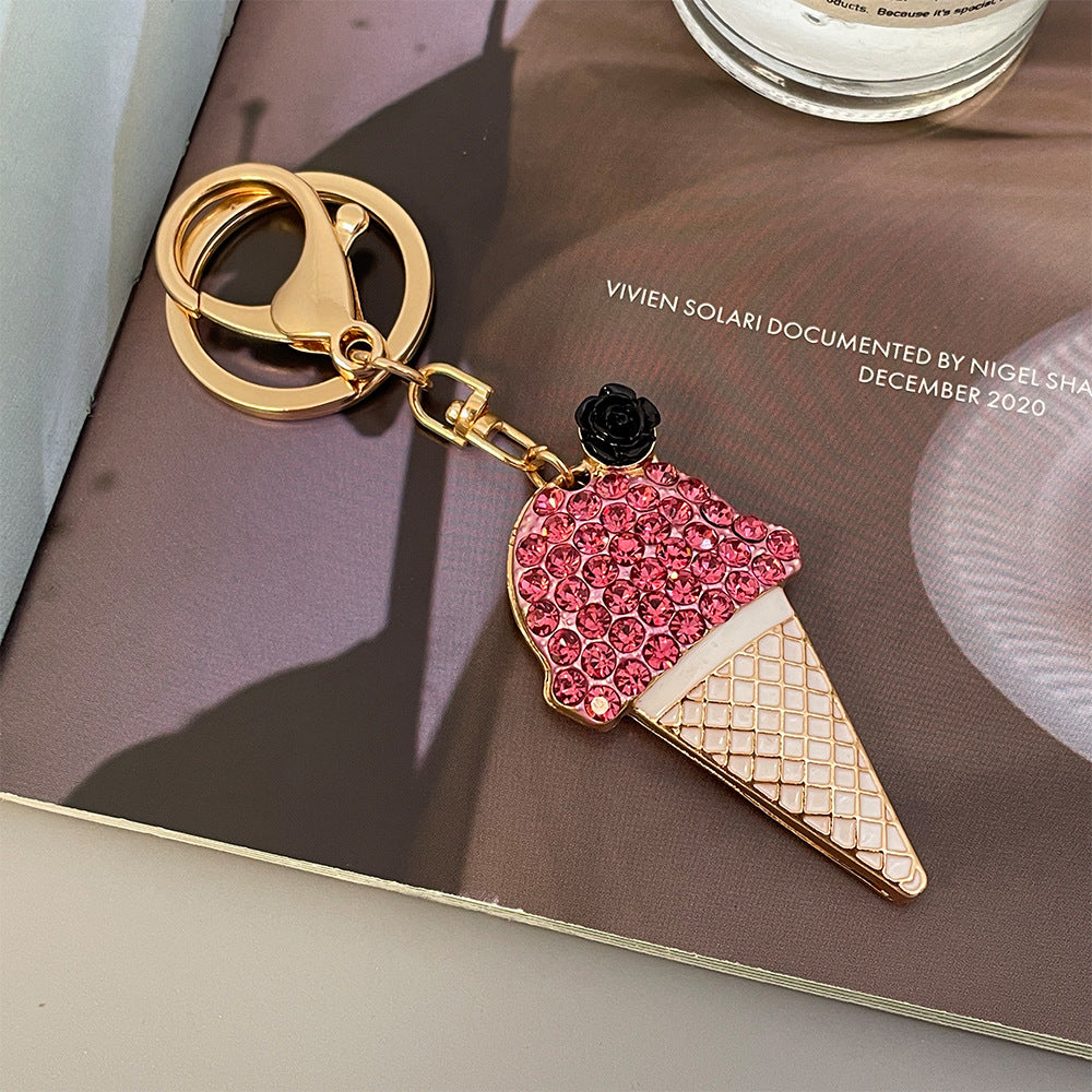 Wholesale Pearl Ice Cream Car Diamond Keychain