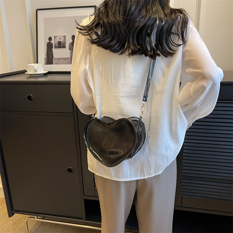 Bolso de corazón translúcido de PVC al por mayor