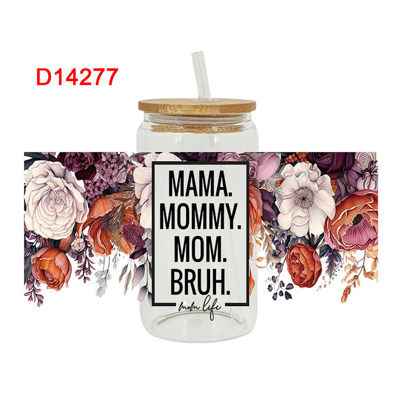 Wholesale Cartoon Cute Mother' s Day Family Theme 16oz Cup UV DTF Wraps