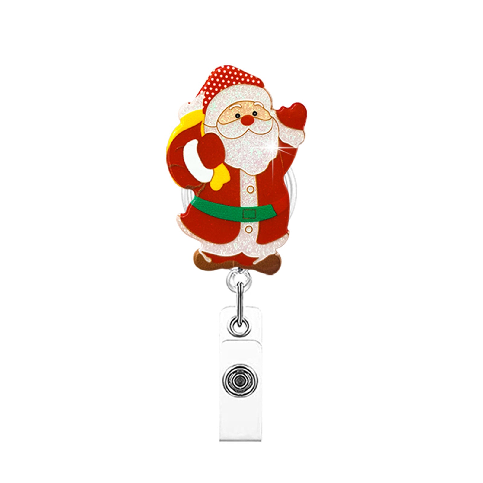 Wholesale Christmas Santa Claus Sparkling Pink Snowman Elk Flower Ring Acrylic Emblem Scroll Retractable Keychain