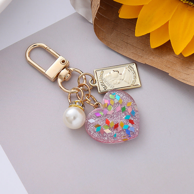 Wholesale Pearl Love Broken Color Keychain