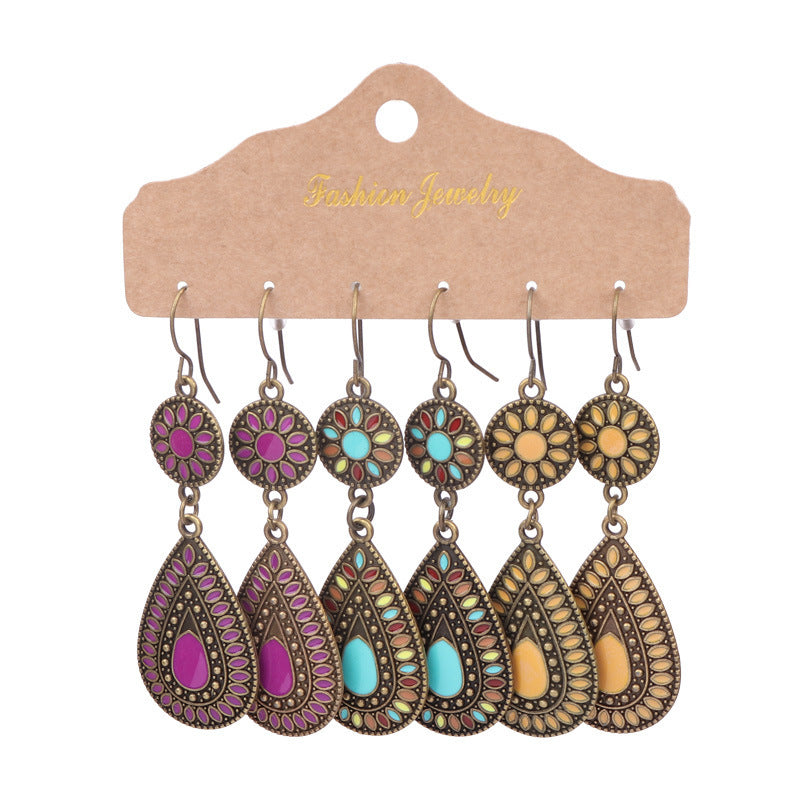 Wholesale Bohemian Colorful Tassel Drop Earrings Retro Alloy Electroplated Women S Fashion Jewelry Gift