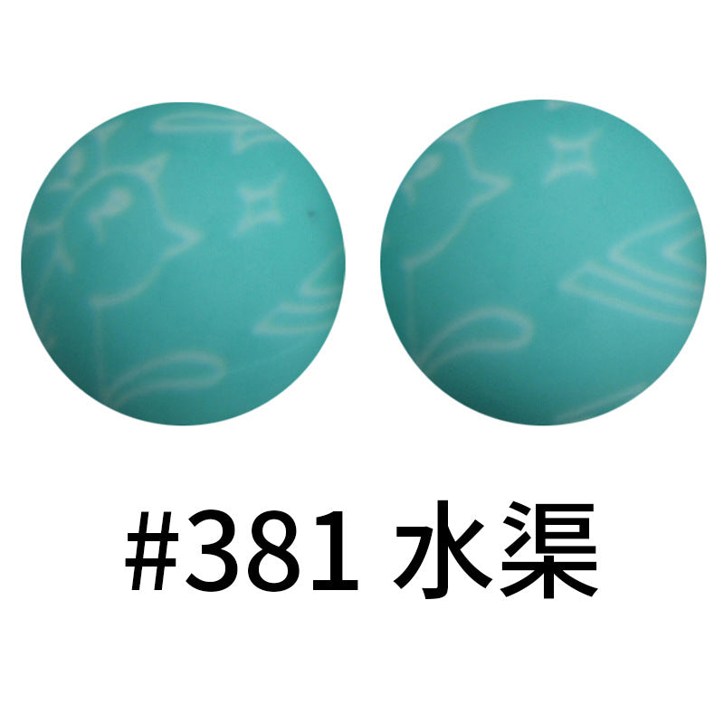 Wholesale 50pcs 16mm Print Silicone Beads Colorful Silicone Water Transfer Beads