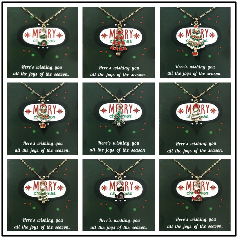 Wholesale Christmas Tree Pendant Card Necklace Clavicle Chain