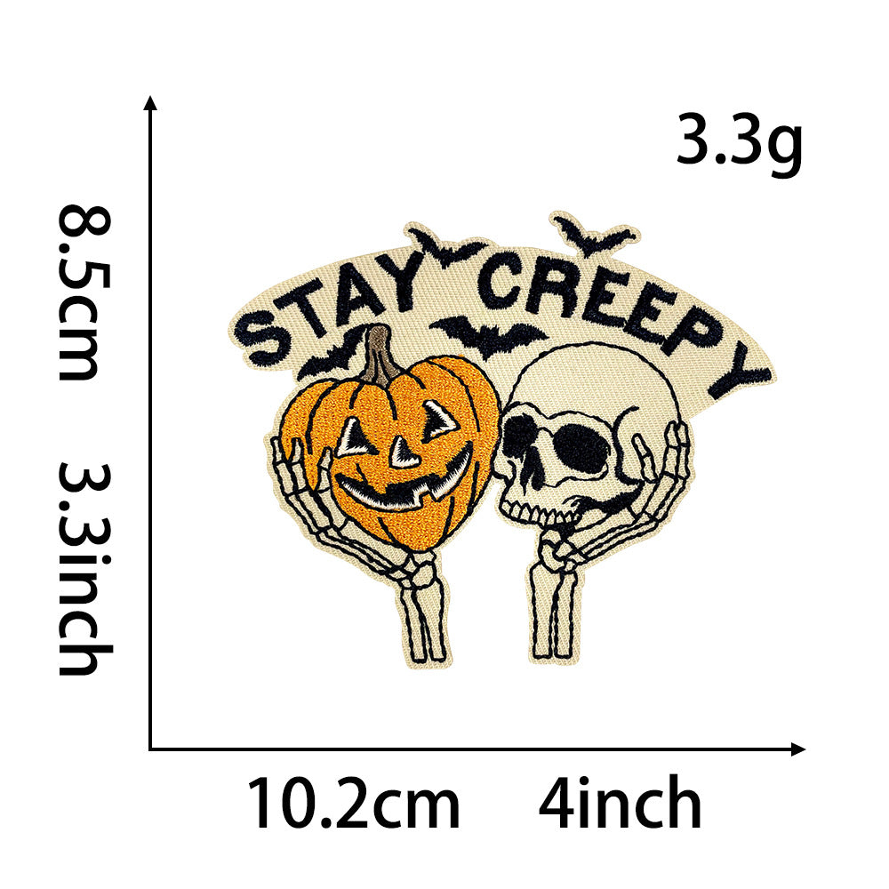 Wholesale  Embroidered Sequin Patches Ghost Witch Pumpkin Skull Haunted House Designs DIY Fashion Accessory For Coats And Clothing