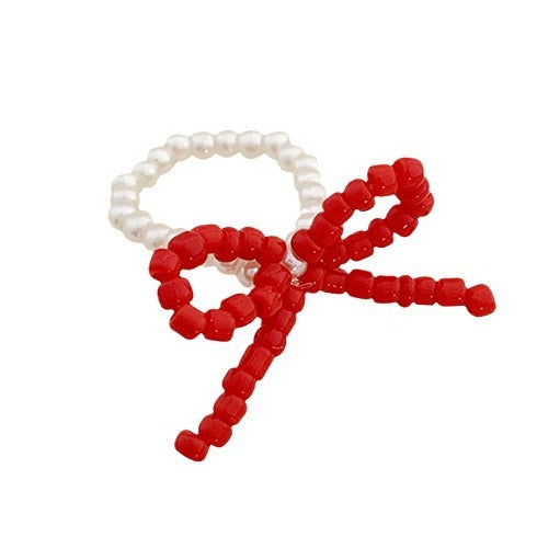 Wholesale Black and White Pearl Crystal Bow Braided Cute Princess Necklace